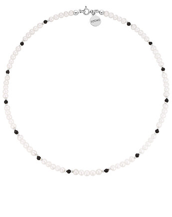 Srebrny naszyjnik z pereł naturalnych i onyksem, SOTHO