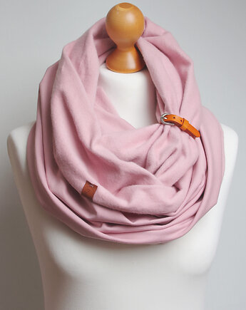 Duży gruby zimowy komin damski, KOMIN oversize z zapinką skórzaną, Pracownia Rękodzieła Zolla