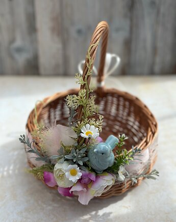 Wielkanocny koszyczek na święconkę, koszyczek z dekoracją, Rosa