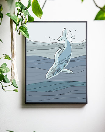 Plakat dla dzieci Wieloryb A4 (21x30 cm), Samorobne