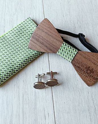Zestaw z drewnianą muszką PUZZLE zieleń, EkoCraft