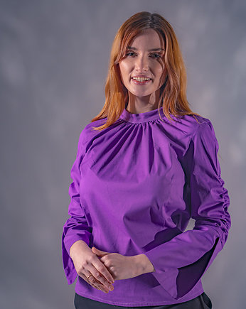 Fioletowa koszula z bawełny z mankietami, Non Tess