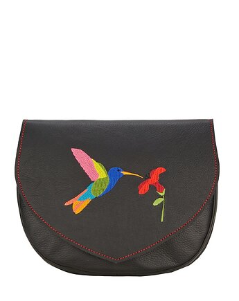 Czarna torebka damska skórzana Birdy na ramię, OKAZJE - Prezent na 60 urodziny