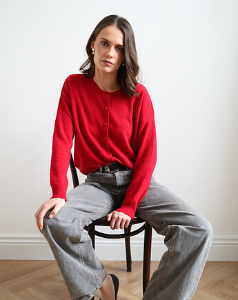 Kardigan Ines truskawkowa czerwień, Lucky HandMade