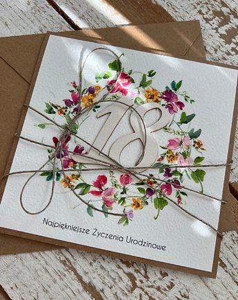 Kartka na 18 urodziny, osiemnastka dla dziewczyny, sorte