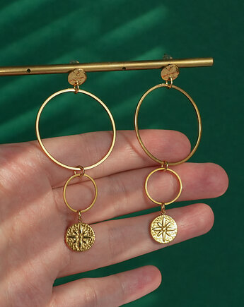 Duże złote kolczyki z kołami i gwiazdką, AT NOON