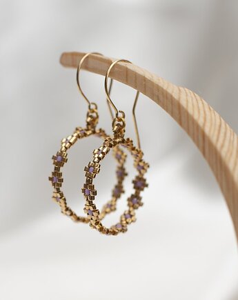 Kolczyki CELESTE ręcznie szyte, srebro 925 pozłacane 24K złotem., mdesign