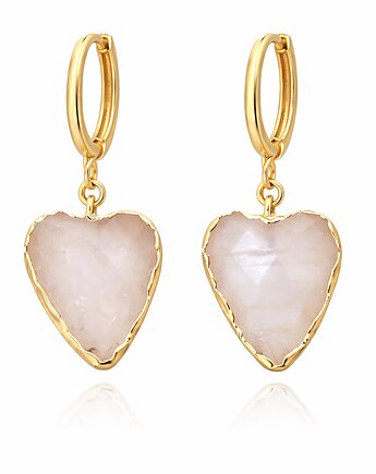 Kolczyki MOONLIGHT HEARTS- srebro 925 złocone 24K  kamień księżycowy, ISSI Jewelry