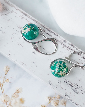 Unikatowe kolczyki srebrne JASPIS morski, Chodelska Art Studio