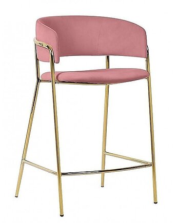 Krzesło Welurowe Krzesło Barowe Aksamit Omega Różowe, MIA home