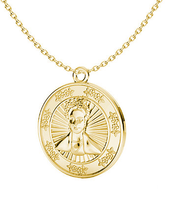 FRIDA KHALO- naszyjnik moneta srebro,złoto,róż, ISSI Jewelry