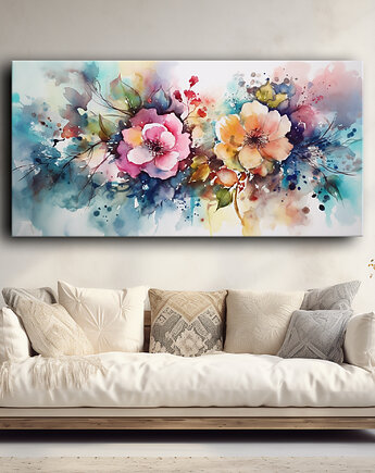 Polne kwiaty - Plakat - Olej, Boho, Abstrakcja, Black Sapphire Art