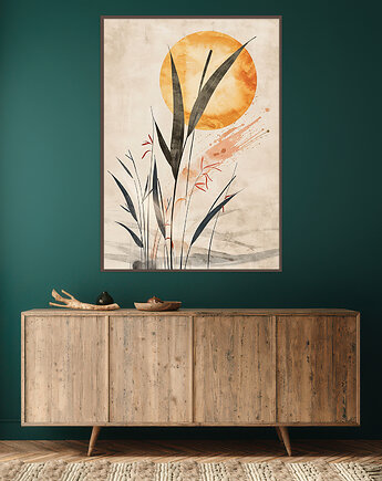 Strelizia - Plakat, druk - Chiński Orient, Harmonia Zen, Roślinny #24, Black Sapphire Art