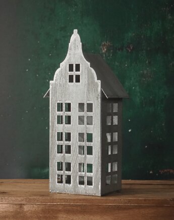 Lampion domek-metalowy na tealight, duży, złoty, srebrny, wer.2, Lillys Stories