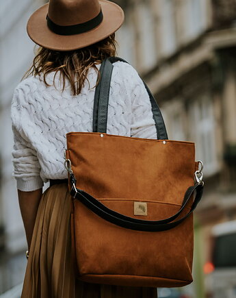 Brązowa torba z wodoodpornego nubuku, Karolina Audycka