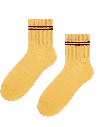 Skarpety z bawełny organicznej żółte w paski, EsteraShop