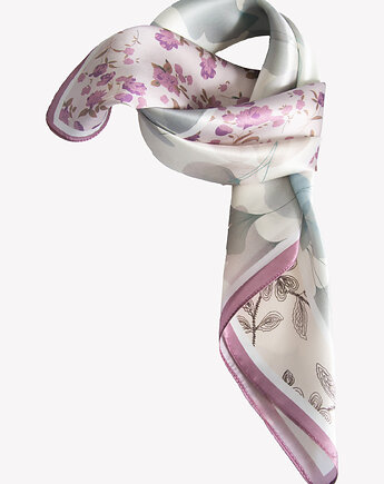 Różowa apaszka damska w kwiaty  68x68 cm, ALLORA BE UNIQUE