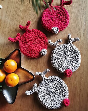 Bawełniane podkładki pod kubek renifery 4 szt., Lana Design