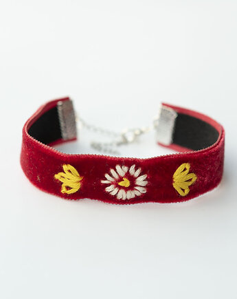 Ręcznie haftowana bransoletka folk etno, Papiernik