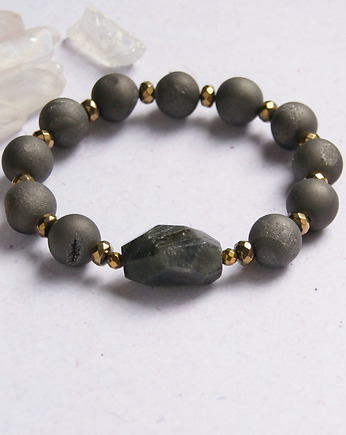 UNIKAT - agat tytanowy, labradoryt, kaktusia