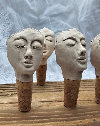 Ceramiczny korek do wina Twarz handmade, Ewa Duszka