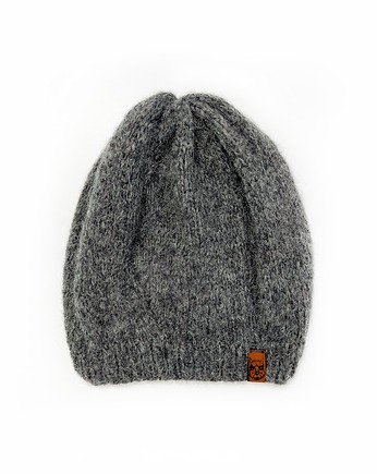 Ciemnoszara czapka beretowa z alpaki poszerzana Parisian, Holy Alpaca Knit