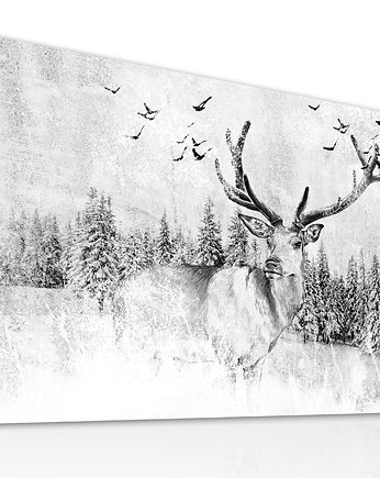 OBRAZ NA PŁÓTNIE -  PEJZAŻ Z JELENIEM 120x80cm, LUdesign gallery