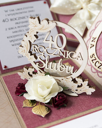 40 rocznica ślubu, rubinowe gody, exploding box, kartka 3d, Papiernik