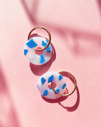 Transparentne kolczyki koła BLUE PUFF, Cuksy Jewellery