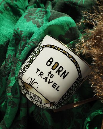 Ręcznie malowany kubek dla podróżniczki TRAVEL, ka.linea