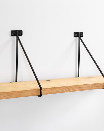 Loftowa półka dębowa z czarnymi podpórkami 58x14 cm, Spoko Design