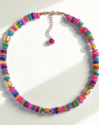 NASZYJNIK : Summer collection: złota lawa, kolorowa masa perłowa, kaktusia