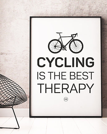 Plakat z rowerem. Cycling is the best therapy, studioixi