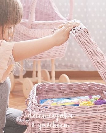 Wiklinowy kuferek na zabawki  BRUDNY RÓŻ, Lilushop