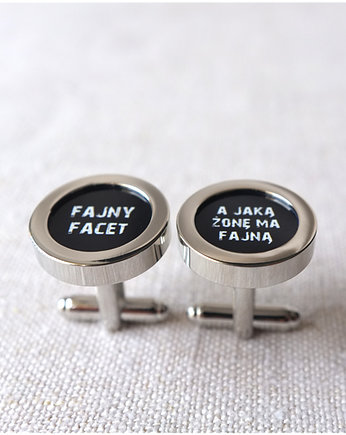 spinki dla Fajnego Faceta z Fajną Żoną 2 black, OSOBY - Prezent dla taty