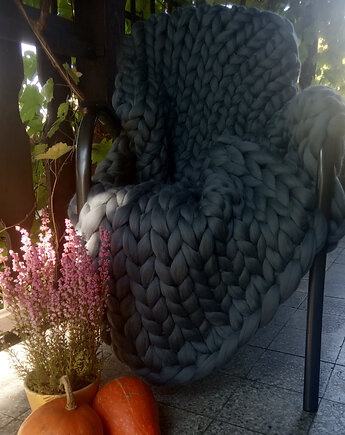 Duży koc z merynosów, szary, ArteDania