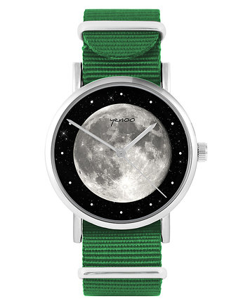 Zegarek - Księżyc - zielony, nylonowy, yenoo