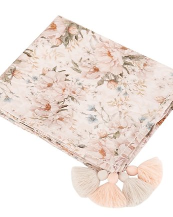 Otulacz bambusowy Peonie Cream 75x100cm SM PZ, Bajkowe Wnetrza