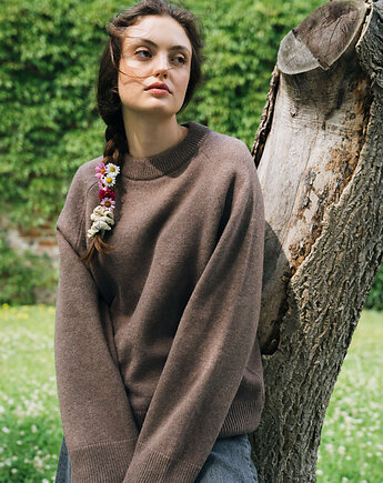 BARIBAL Mokka Sweter Oversize a la bluza Wełniana 100% Merino, KOPYTO