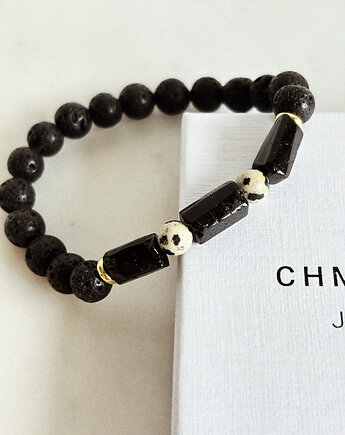 Bransoletka męska Jaspis Dalmatyński i Turmalin, Chmolowska Jewellery