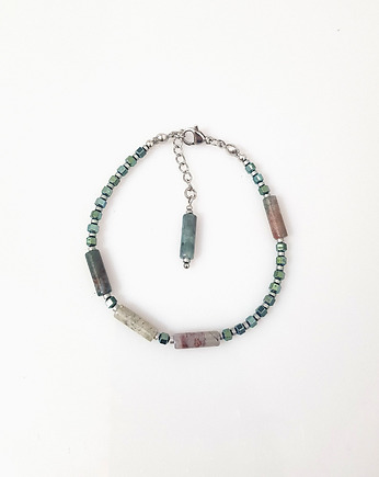 Bransoletka z agatem indyjskim i hematytem v silver, Mitsu