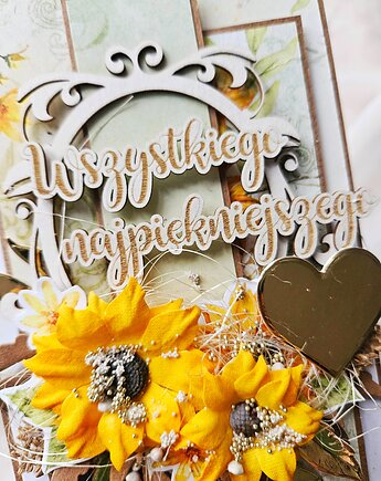 Kartka Wszystkiego najpiękniejszego ze słonecznikami, papierololo