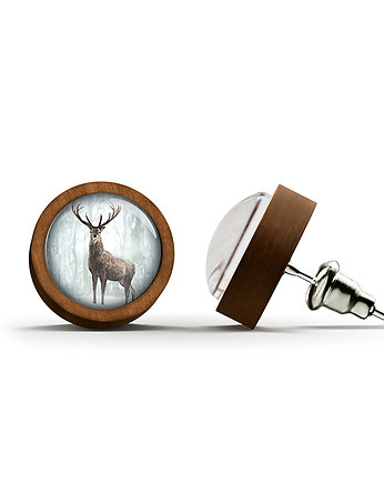 Kolczyki drewniane - Jeleń 3 - sztyfty, yenoo