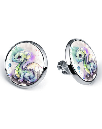 Kolczyki sztyfty Mały Smok biżuteria fantasy prezent dla nastolatki, laluv
