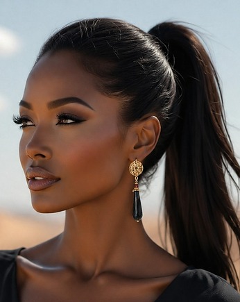 Kolczyki Alloys Collection - Onyksowe kropelki, KiKa pracownia