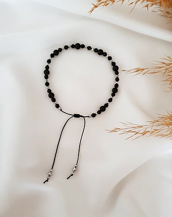 czarna bransoletka z onyksem, LEI handmade 