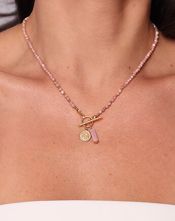 Naszyjnik kamień naturalny rodochrozyt toggle z zawieszką, Bring Biżuteria