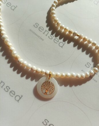 Naszyjnik perła naturalna - zawieszka drzewo - masa perłowa, s e n s e d  accessories