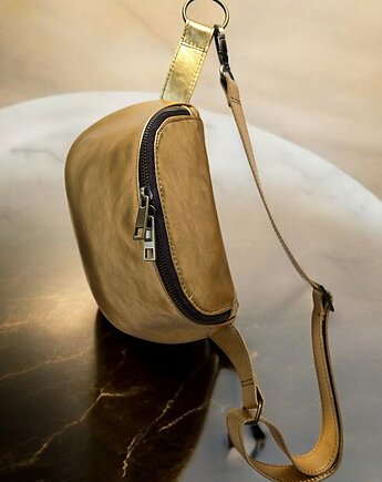 Złota nerka damska U'POLKA FIT, skóra naturalna, UNIQUE HandMade