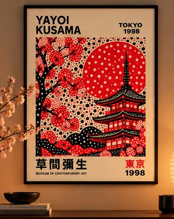 PLAKAT dekoracyjny, pagoda Yayoi Kusama, sakura poster, black dot studio